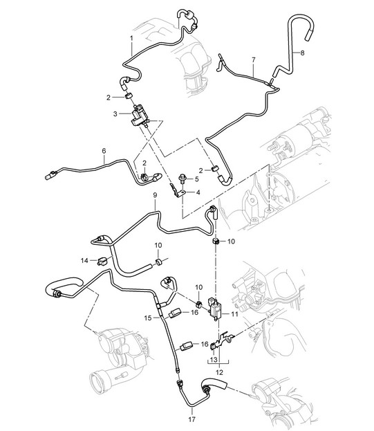 Supercarga / Línea de control / Línea de presión (Modelo: 4851) Cayenne 9PA1 (957) 4.8L 2007-10