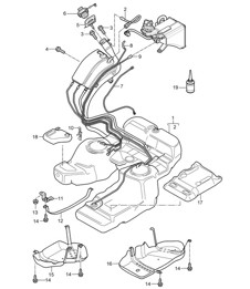 Fuel tank with attachments (PR:2G1,2G4, 2G6) Cayenne 9PA1 (957) 2007-10