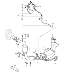 Abgasanlage / Abgasrohr mit: Katalysator / Dieselpartikelfilter / Steuerleitung (PR:D50) Cayenne 9PA1 (957) 3.0L Diesel 2007-10