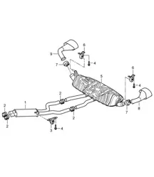 Exhaust system / Front silencer / Rear silencer / Tailpipe  (PR:D5X,0P0, 0P3)  Cayenne 9PA1 (957) 3.6L 2007-10