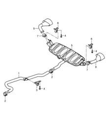 Exhaust system / Exhaust pipe / Rear silencer / Tailpipe (PR:D50,0P0, 0P3) Cayenne 9PA1 (957) 3.0L Diesel 2007-10