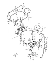 Exhaust gas turbocharger / Oil pipe for  Exhaust gas turbocharger (Model: 4851) Cayenne 9PA1 (957) 4.8L Turbo 2007-10