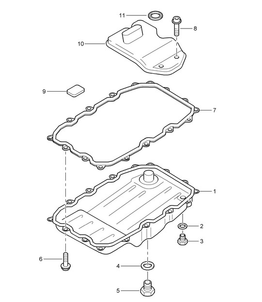 Tiptronic / Oil filter / Oil sump (PR:G0R, Tiptronic S) Cayenne 9PA1 (957) 2007-10