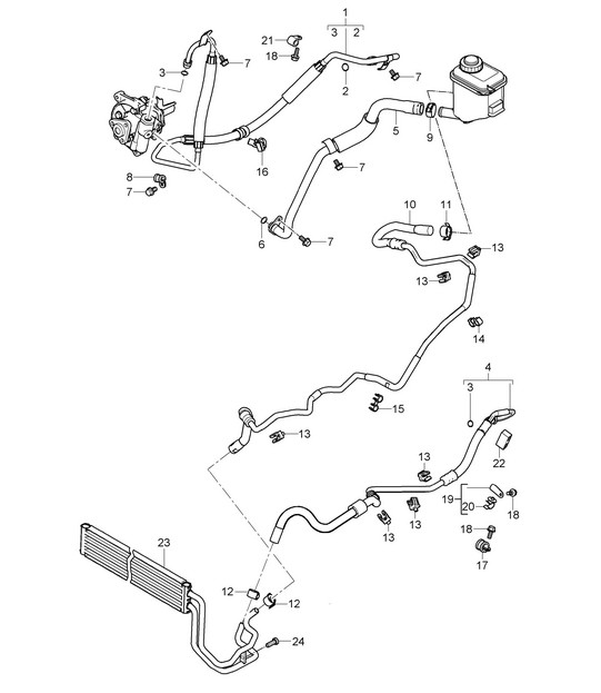 动力转向器 / 管路 / 油冷却器 / 适用于 -PDCC- (PR:D5V,D5Z) Cayenne 9PA1 (957) 4.8L 2007-10 的不同部件