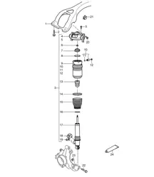 Suspension / Cross member / Spring strut (PR:1BK) Cayenne 9PA1 (957) 2007-10