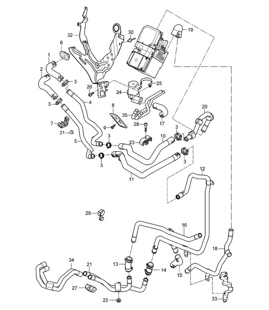 Calentador/Línea de alimentación/Línea de retorno/Diésel (PR:9M5,9AH) Cayenne 9PA1 (957) 3.0L Diesel 2007-10