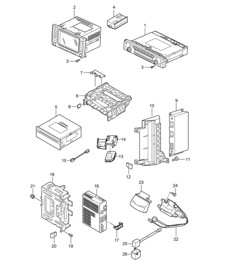Centrale radio / Système de navigation / Récepteur / TV / Sonde de champ magnétique / Boussole / Caméra de recul / Caméra / Rétroviseur extérieur Dcayenne 9PA1 (957) >>2008