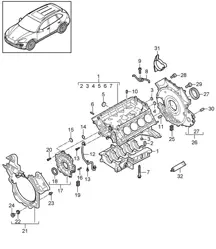 Alloggiamento basamento / Parti singole (Modello: CUDB,CUDC) Cayenne 92A (958) 4.2L DIESEL 2011-18