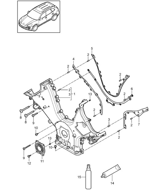 Tapa para cadena de distribución / Brida de sellado (Modelo: CURA,CUR, CXZA,CXZ) Cayenne 9A2 (958) 3.6L 2011-18