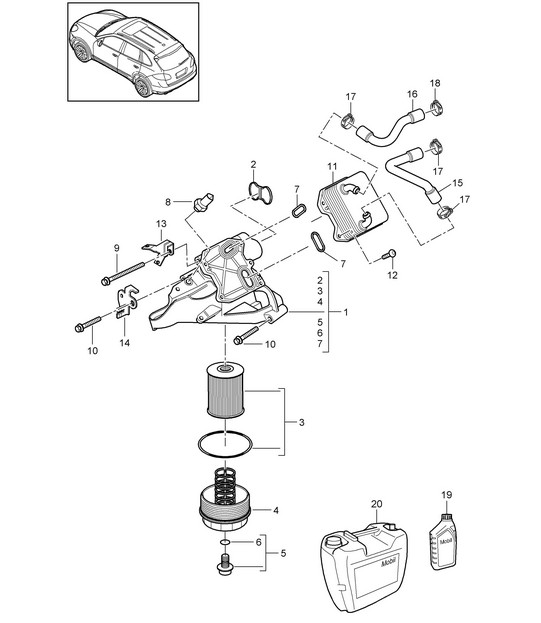 Oil filter / Console / Oil cooler (Model: 5502,CEYA) Cayenne 92A (958) 3.6L 2012>>