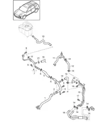 Coolant cooling system - REAR - (PR:DD8,0GG, 7MJ) Caynne 92A (958) 4.2L DIESEL 2011-18
