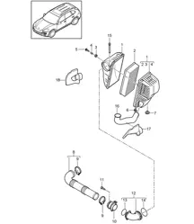 Air filter with connecting parts (PR:D34) Cayenne  92A (958) 3.6L 2011-18