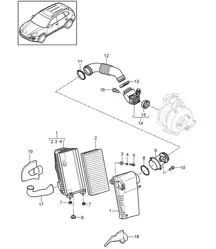 Air filter with connecting parts (PR:D50,D43, D1V,DV7,D51) Cayenne 92A (958) 3.0L DIESEL 2011-18