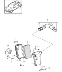 Air filter with connecting parts (PR:D19,D11) Cayenne 92A (958) 3.0L / 3.0L HYBRID 2011-18