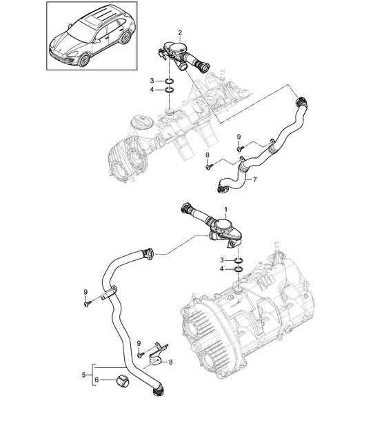 曲轴箱通风装置 (型号：CURA、CUR、CXZA、CXZ) Cayenne 92A (958) 3.6L 2011-18