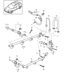Tuyau de collecte de carburant/injecteur haute pression/pompe haute pression (Modèle : 5502,CEYA) Cayenne 92A (958) 3,6L 2011-18