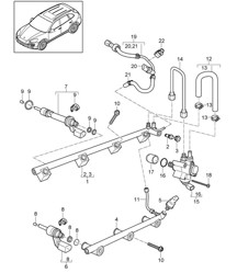 Brandstofverzamelleiding / hogedrukinjector / hogedrukpomp (Model: 5502,CEYA) Cayenne 92A (958) 3.6L 2011-18