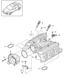 进气分配器/节气门适配器 (型号：CURA、CUR、CXZA、CXZ) Cayenne 92A (958) 3.6L 2011-18