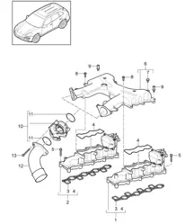 Collettore di aspirazione / Tubo di pressione / Adattatore valvola a farfalla (Modello: CUDB,CUDC) Cayenne 92A (958) 4.2L DIESEL 2011-18