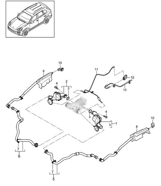 Ladeluftkühler / Druckleitung / Saugleitung (Modell: CURA,CUR, CXZA,CXZ) Cayenne 92A (958) 3.6L >>2016