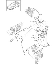 Vacuum reservoir / Control line / Pressure line (Model: CURA,CUR, CXZA,CXZ) Cayenne 92A (958) 3.6L 2011-18