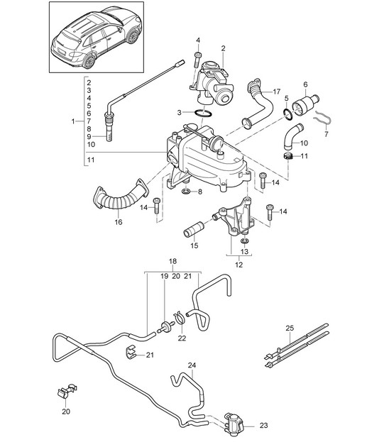 Exhaust gas recirculation / Vacuum system (Model: 059E) Cayenne 92A (958) 3.0L DIESEL >>05/2011