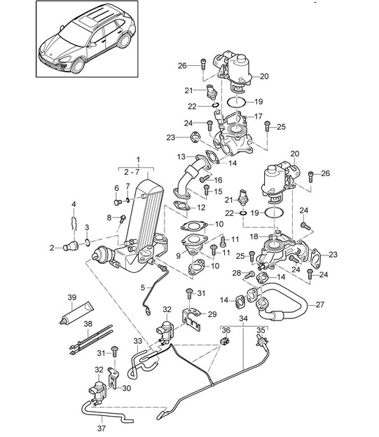 Exhaust gas recirculation / Vacuum system (Model: CUDB,CUDC) Cayenne 92A (958) 4.2L DIESEL 2011-18