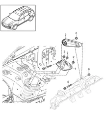 Engine lifting tackle - UPPER - (PR:D6V,D58, DU2,DU3,DT1, DT5) Cayenne 3.6l / 4.8L 2011-18