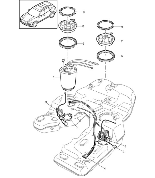 Fuel tank / Fuel pump / Suction jet pump (PR:2G0) Cayenne 92A (9588) DIESEL 2011-18