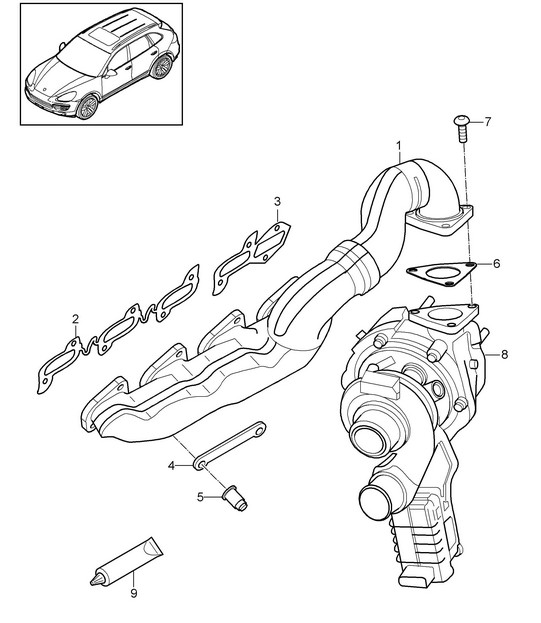 Exhaust system / Exhaust manifolds (Model: CUDB,CUDC) Cayenne 92A (958) 4.2L DIESEL 2011-18