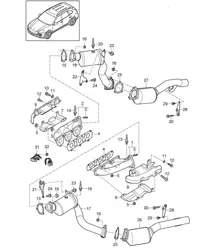 Exhaust system / Exhaust manifolds / Catalytic converter (PR:D19,D11) Cayenne 92A (958)  3.0L / 3.0L HYBRID  2011-18