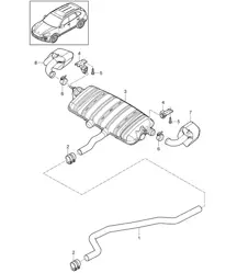 Exhaust system / Exhaust pipe / Rear silencer  / Tailpipe (PR:D50,D43, D1V,0P0,0P3) Cayenne 92A (958) 3.0L DIESEL D >>2014