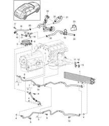 Tiptronic / Gear oil cooler / Coolant cooling system / Oil pipe (PR:D6V,D58, DT1,DT5,G1G) Cayenne 92A (958) 4.8L 2011-18