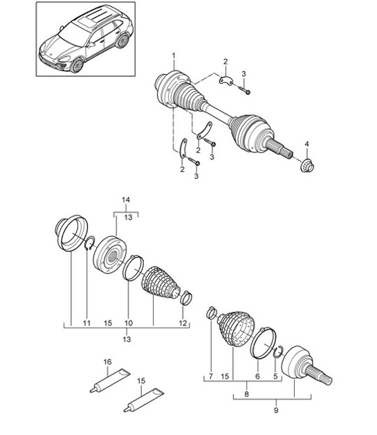 Diagram 401-010 Porsche 996 C4 3.4L 1997-08/01 Eje delantero, dirección 