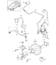 制动主缸 / 制动助力器 / 真空管路 Cayenne 92A (958) >>2014 年