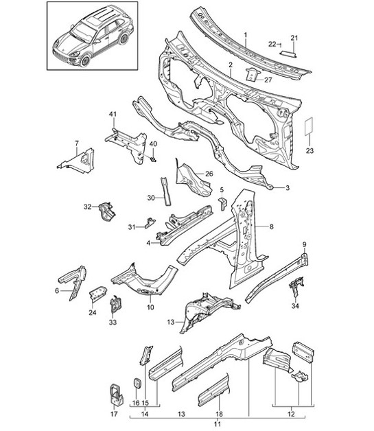 Diagram 801-015 Porsche Cayenne 92A (958) 2010-2017 Body