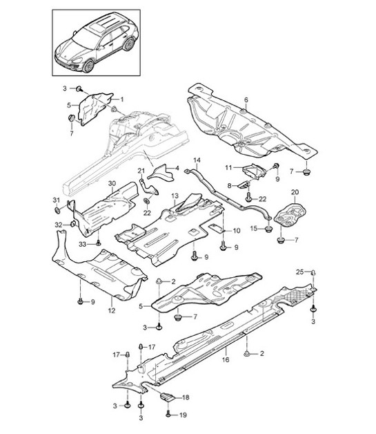 Diagram 801-070 Porsche 957 Cayenne 3.0L Diesel 2007-10 Body