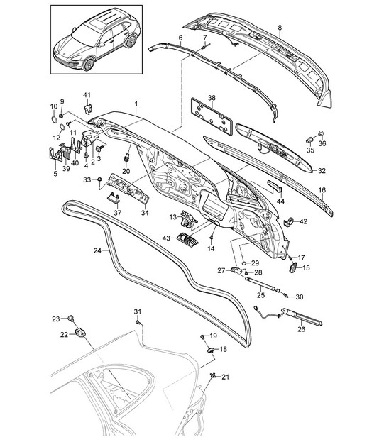 Achterklep Cayenne 92A (958) 2011-18