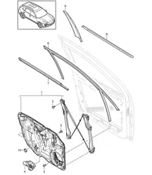 车窗升降器 / 装配支架 - 前部 - Cayenne 92A (958) 2011-18
