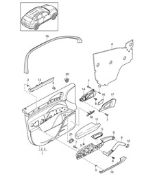 Panneau de porte avec : Amortissement - AVANT - Cayenne 92A (958) 2011-18