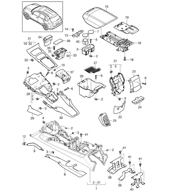 Middenconsole Cayenne 92A (958) 2011-18