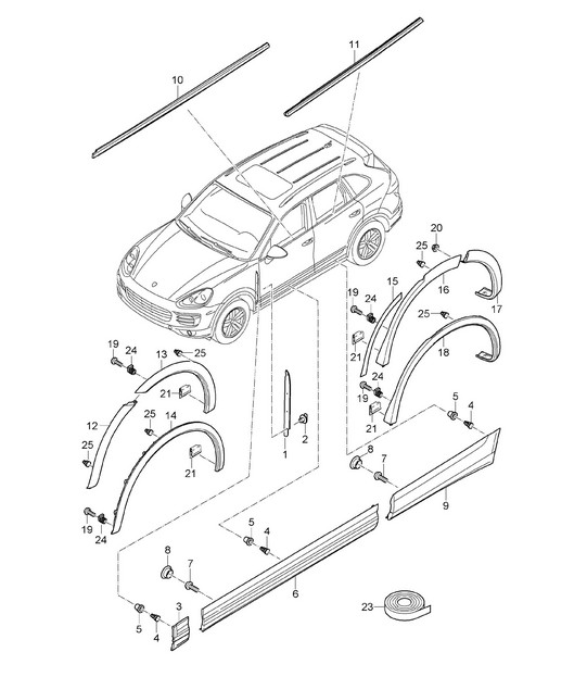 Elementi decorativi - esterni inferiori - (PR:GP1) Cayenne 92A (958) 2015>>