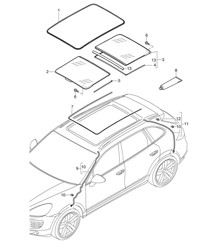 Techo de cristal / Accesorios / Cubierta / Manguera de drenaje de agua (PR:3FU) Cayenne 92A (958) 2011-18