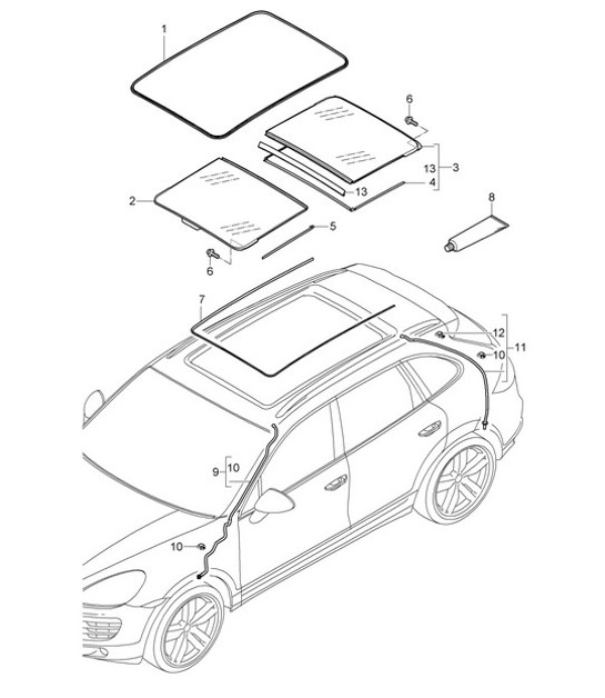 Diagram 811-005 Porsche Cayenne 9PA1 (957) 2007-2010 Body