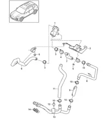 Hose / Wheel housing heater - HYBRID - Cayenne 92A (958) 2011-18
