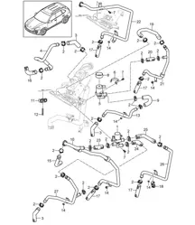 Hose / Wheel housing / with: Auxiliary air conditioner and Auxiliary heater / Feed line / Return line (PR:9AH,9M1, 9M5,9M9) Cayenne 92A (958) 2011-18
