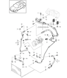Circuito frigorifero con: Climatizzatore ausiliario (PR:9AD, L0L - Guida a sinistra) - ANTERIORE - Cayenne 92A (958) >>2014