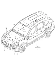 Faisceaux de câblage / Habitacle / pare-chocs / Coffre à bagages AVANT / Système de freinage antiblocage. -abs- / affichage usure plaquettes de frein / Train avant Cayenne 92A (958) 2015>>