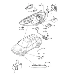头灯 / 转向信号重复器 / 雾灯 (PR:-8BB, -8BF,-8BR, -8BC,-8BZ, -8JD) Cayenne 92A (958) >>2014