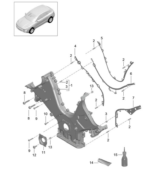Tapa para caja de distribución / Brida de sellado (Modelo: CTMA,CTM, CTLA,CTL, DCNA,DCN, DHKA,DHK) 95B.1 Macan 3.0L / 3.6L 2014-18